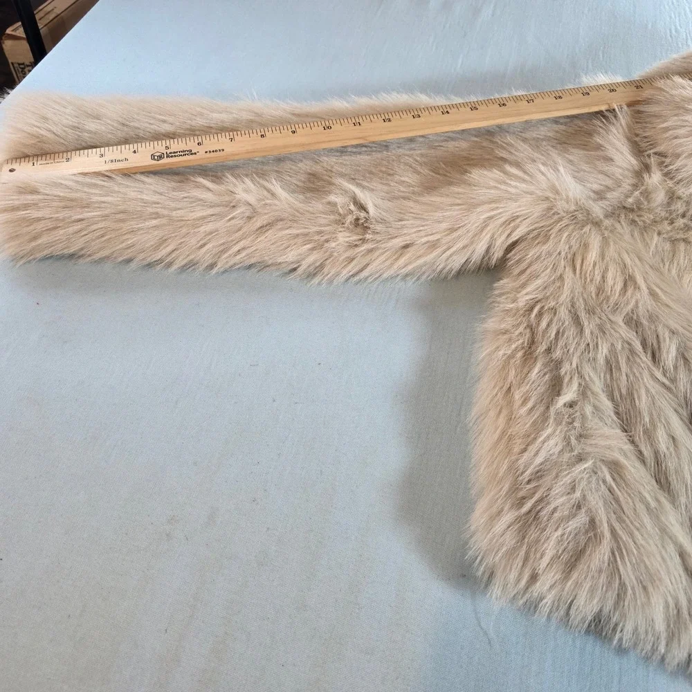 Abercrombie Kids Tan Faux Fur Jacket Size 11/12 Beige Plush Coat